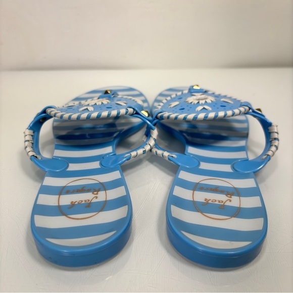 Jack Rogers French Blue & White Striped Georgica Jelly Sandal Flip Flops Size 9 - Picture 8 of 11